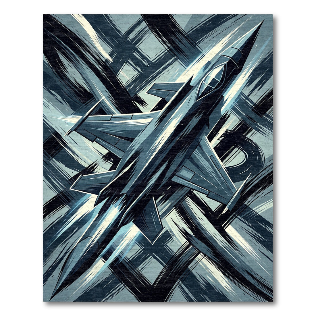 Bold Blue Jet Abstract Brush Strokes Rug