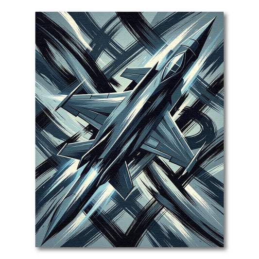 Bold Blue Jet Abstract Brush Strokes Rug