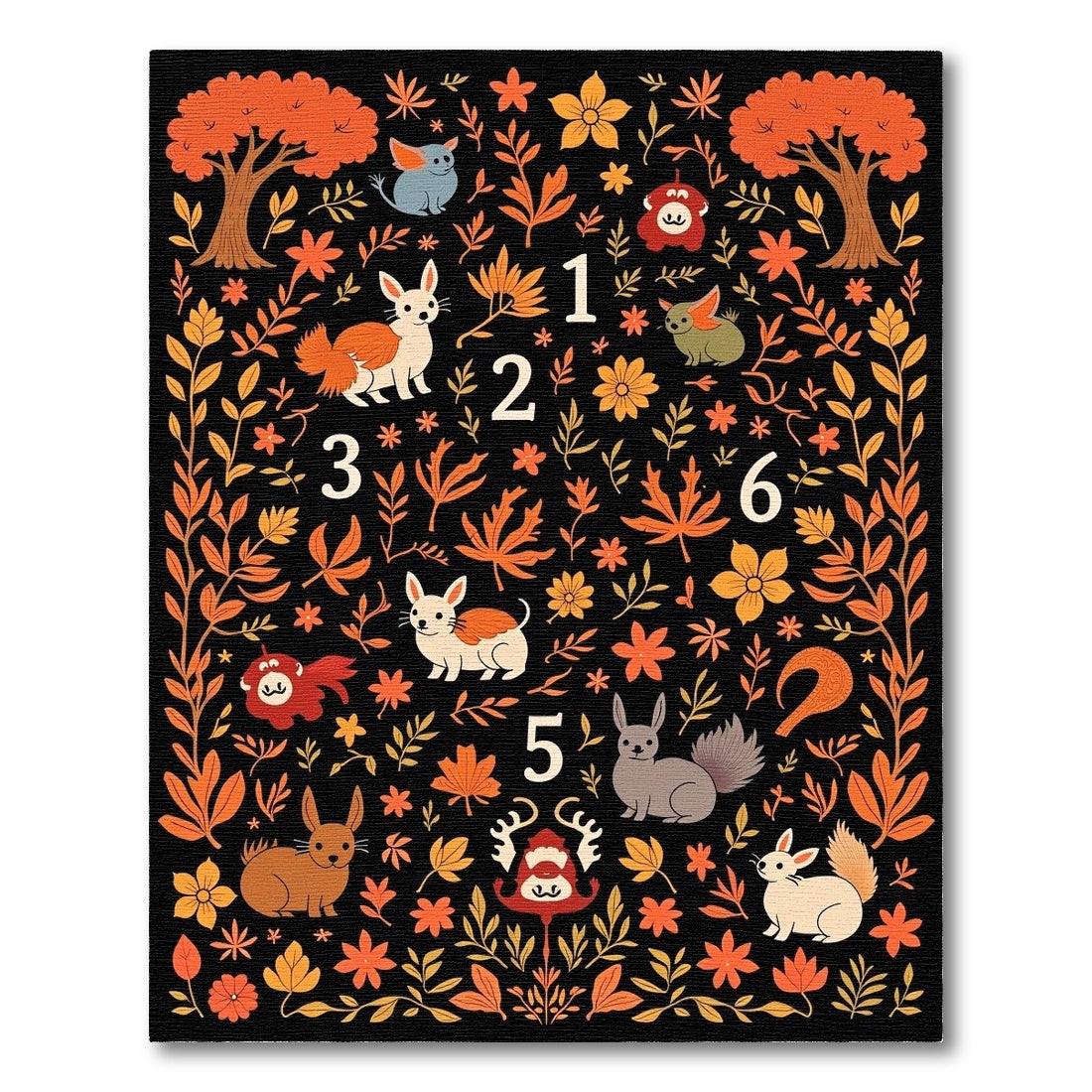 Autumn Woodland Creatures and Foliage Rug
