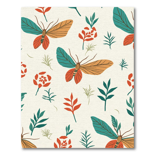 Orange Teal Butterfly Floral Garden Rug