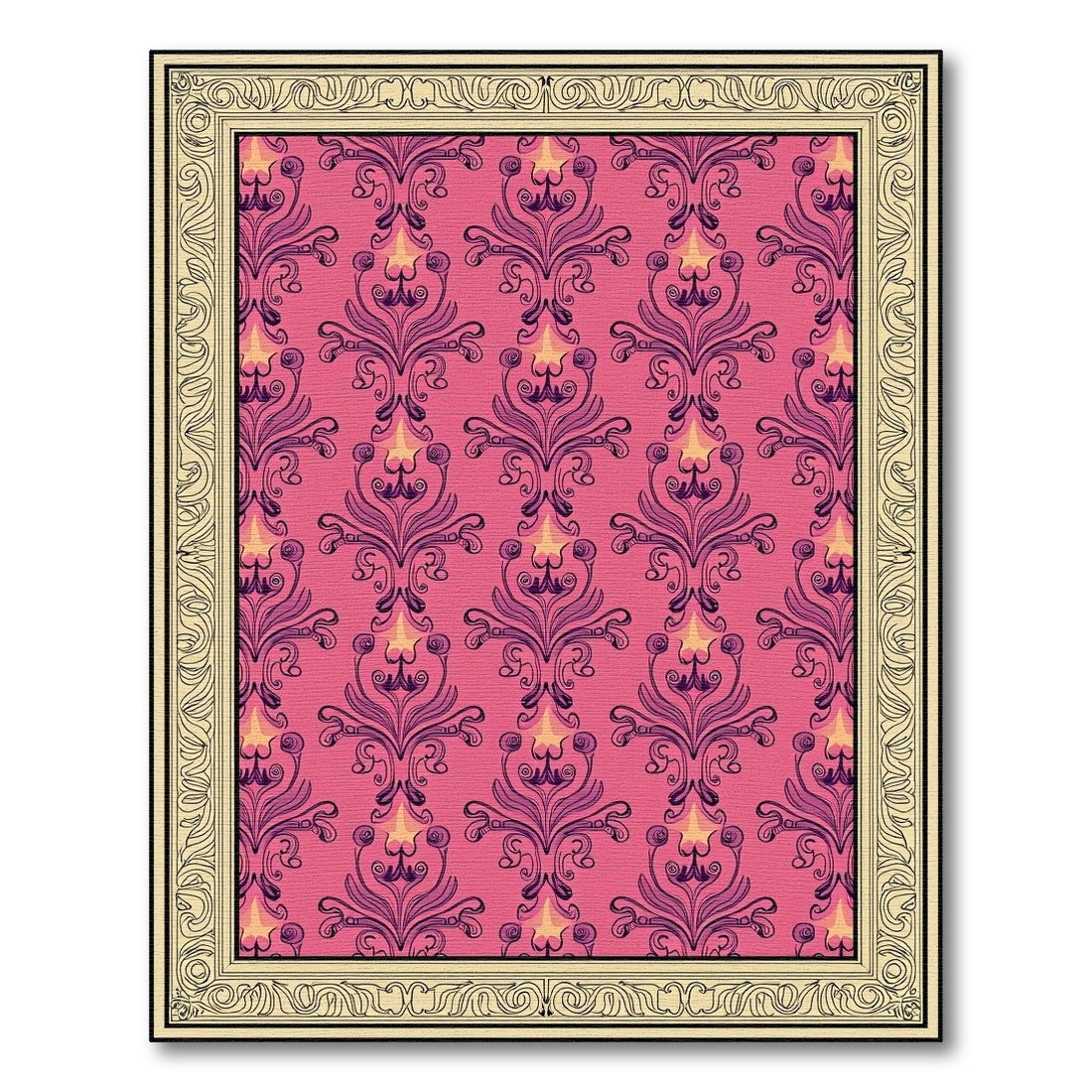 Pink Floral Medallion Art Deco Rug