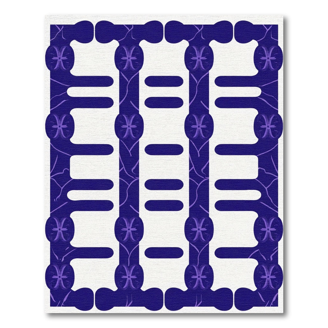Deep Indigo Pisces Geometric Stripes Rug
