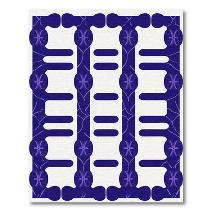Deep Indigo Pisces Geometric Stripes Rug