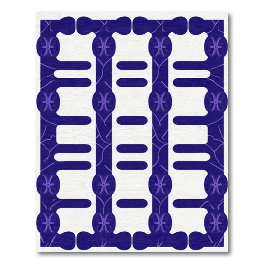 Deep Indigo Pisces Geometric Stripes Rug