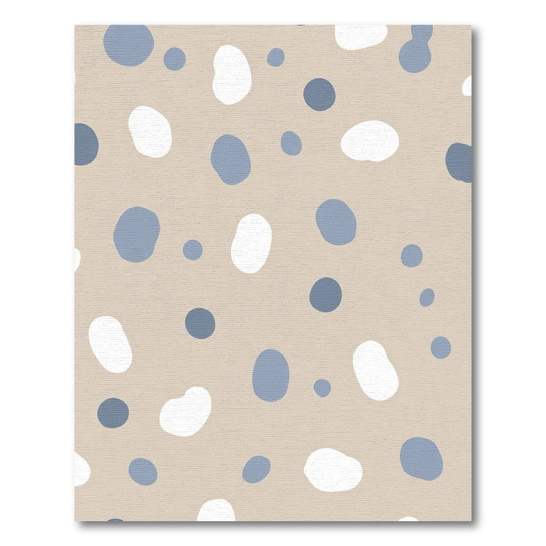 Neutral Beige Blue White Polka Dots Rug