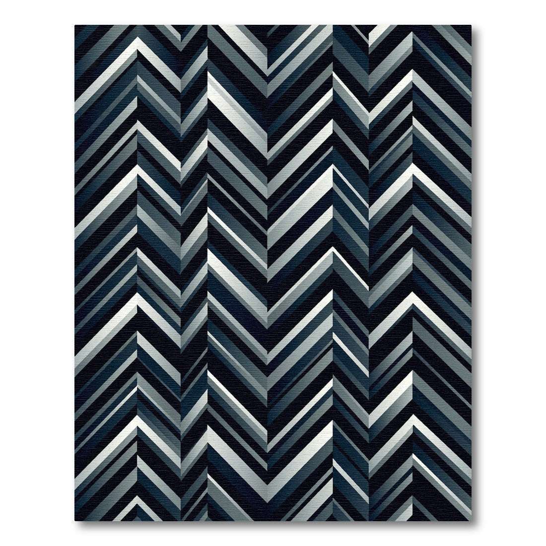 Deep Navy Geometric Chevron Stripes Rug