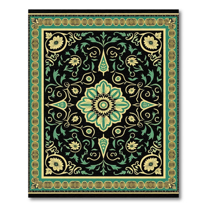 Mandala Floral Black and Gold Rug