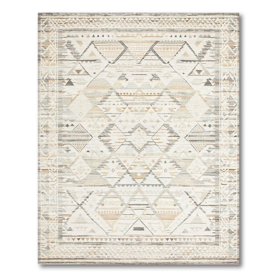 Beige Geometric Tribal Beige and Neutral Area Rug