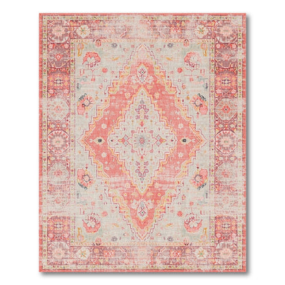 Distressed Vintage Medallion Pink Distressed Vintage Medallion Area Rug