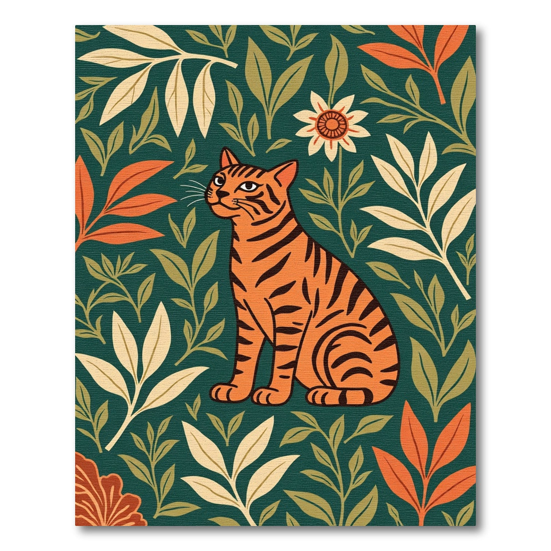 Orange Tiger Amidst Foliage Rug