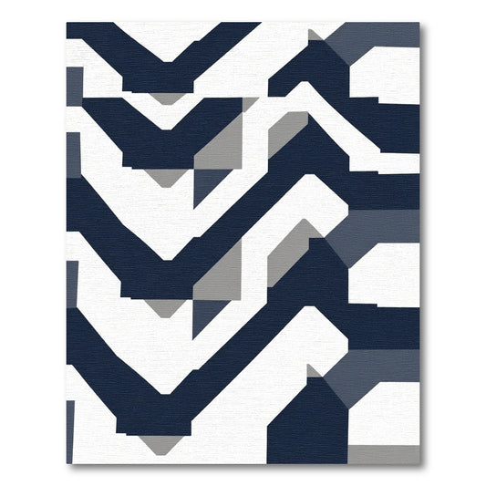 Modern Navy Slate Geometric Lines Rug