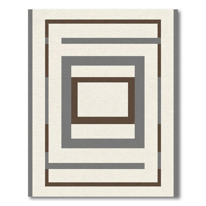 Neutral Geometric Concentric Rectangles Rug
