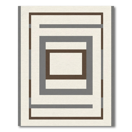 Neutral Geometric Concentric Rectangles Rug