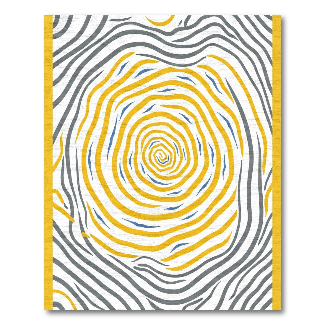 Vibrant Yellow Blue Gray Swirl Rug