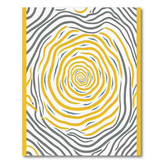 Vibrant Yellow Blue Gray Swirl Rug