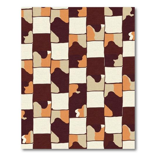 Warm Tan Abstract Stripe Rectangles Rug