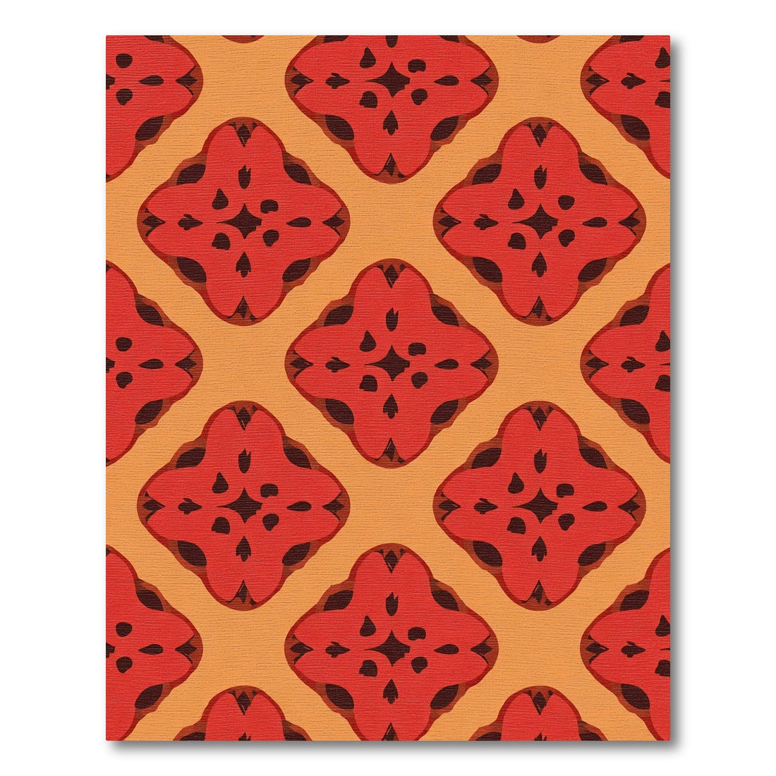Red Warm Abstract Quatrefoil Rug