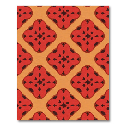 Red Warm Abstract Quatrefoil Rug
