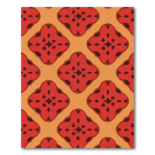 Red Warm Abstract Quatrefoil Rug