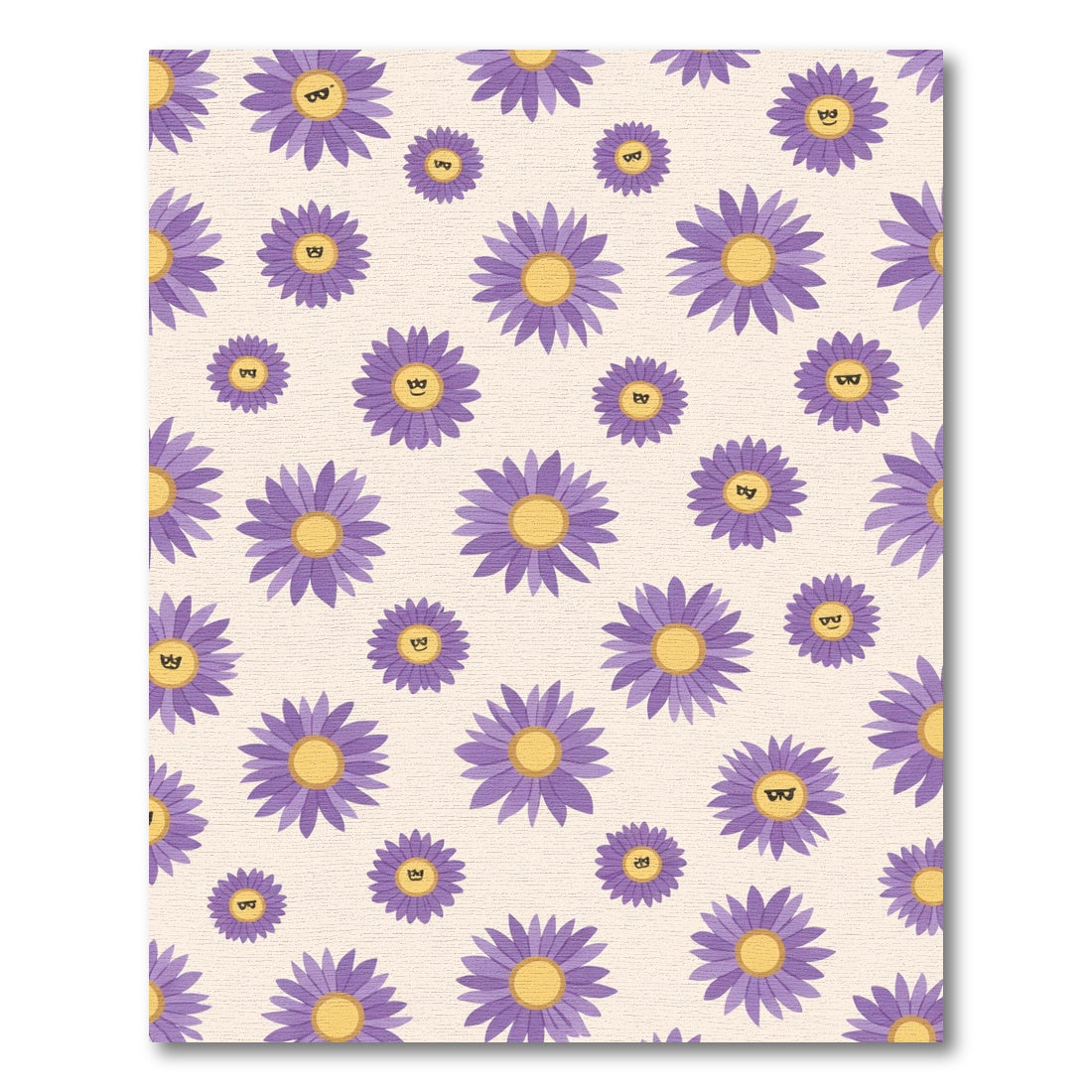 Purple Smiley Daisy Flower Scatter Rug