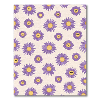 Purple Smiley Daisy Flower Scatter Rug