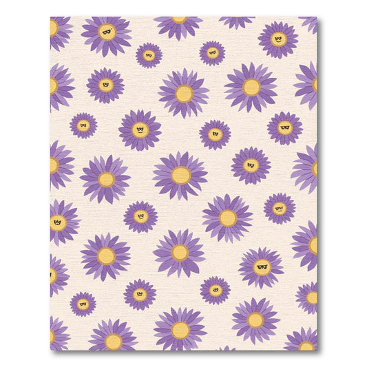 Purple Smiley Daisy Flower Scatter Rug