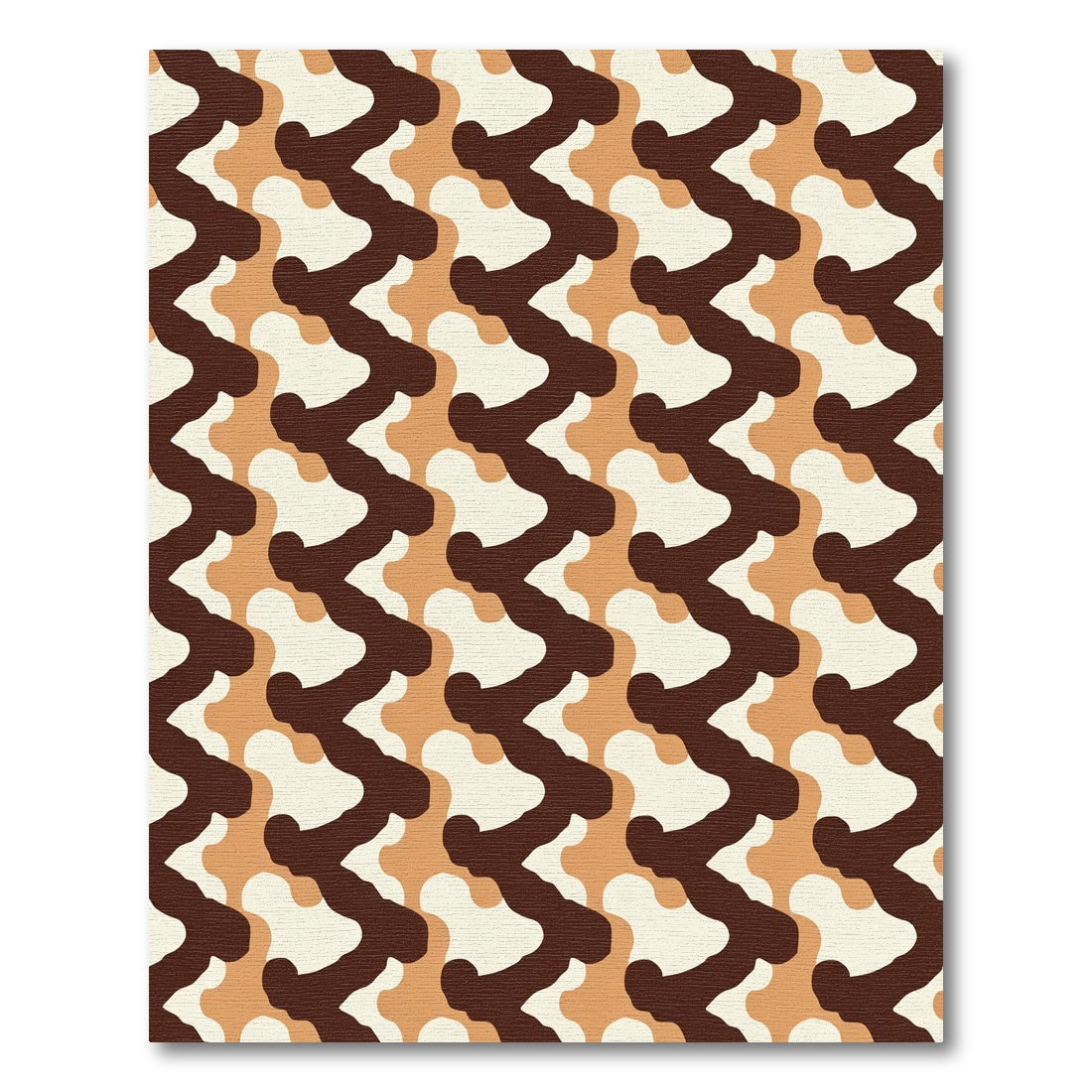 Earthy Brown Cream Interlocking Wave Rug