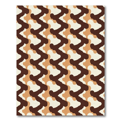 Earthy Brown Cream Interlocking Wave Rug