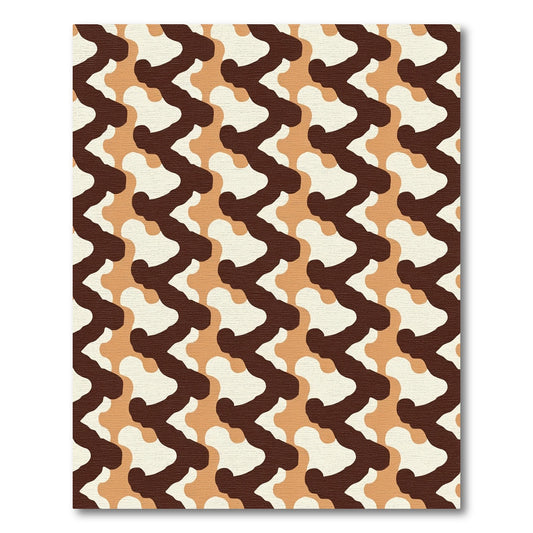 Earthy Brown Cream Interlocking Wave Rug