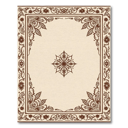 Brown Floral Border Medallion Rug