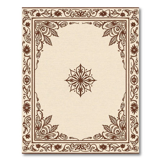 Brown Floral Border Medallion Rug