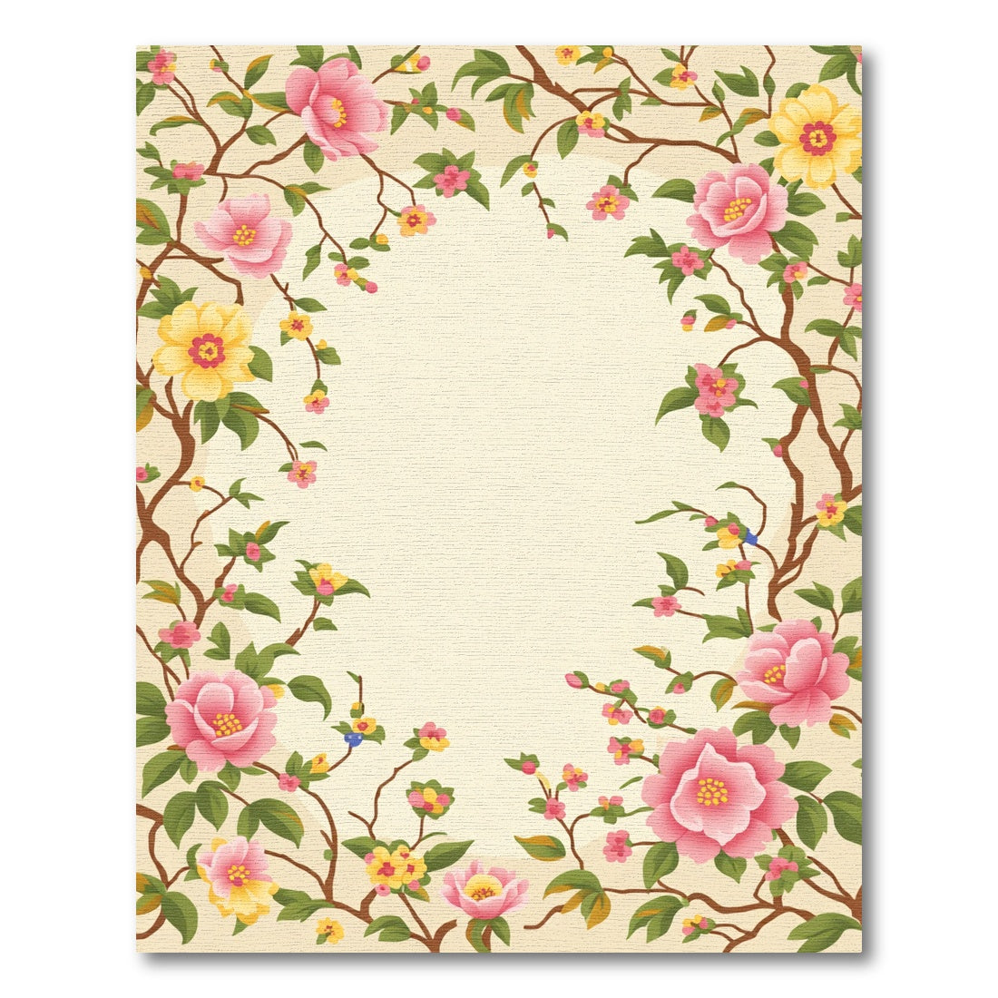 Pink Yellow Blooming Branches Rug