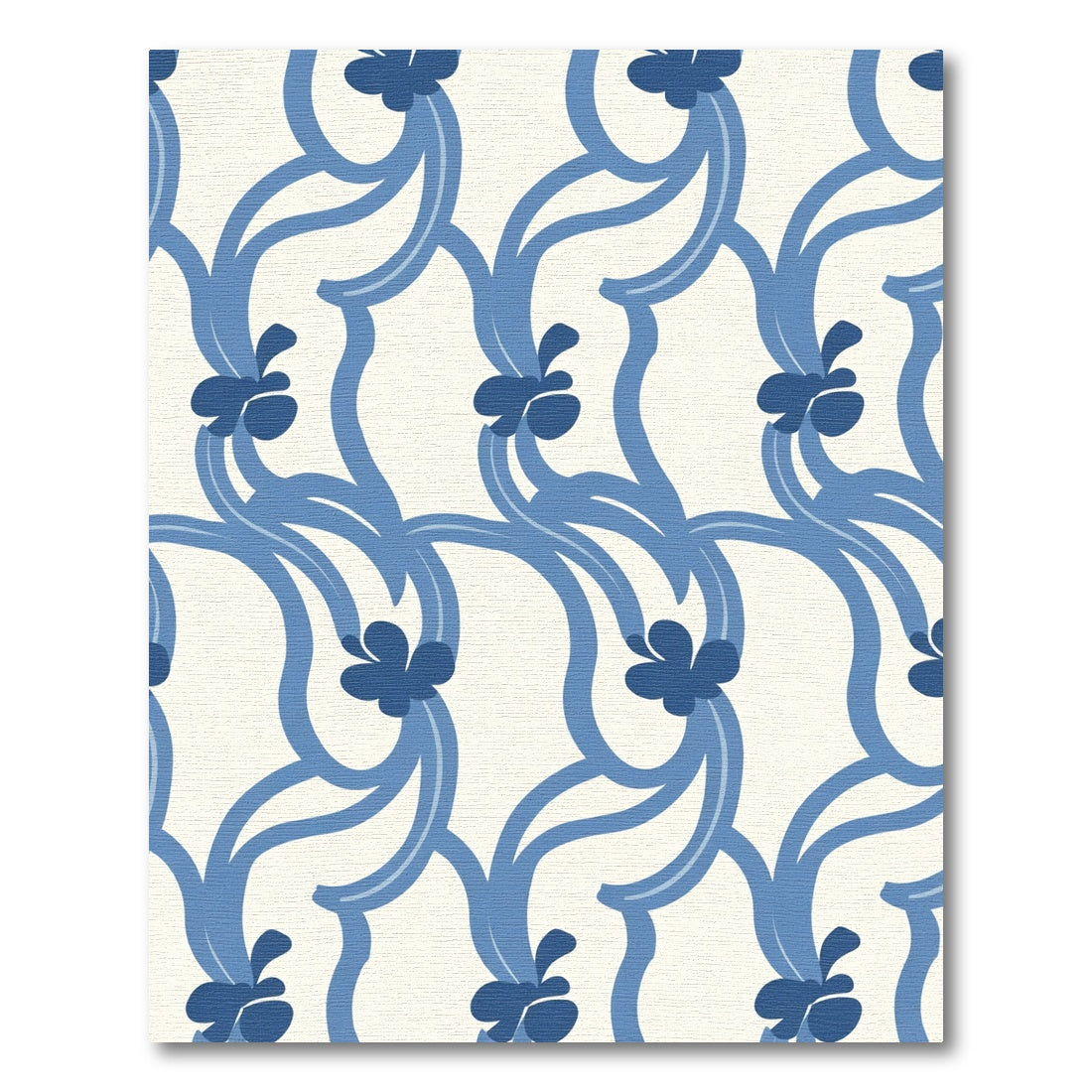Blue Floral Vine Lattice Rug