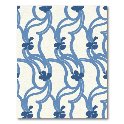 Blue Floral Vine Lattice Rug