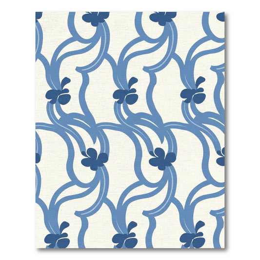 Blue Floral Vine Lattice Rug
