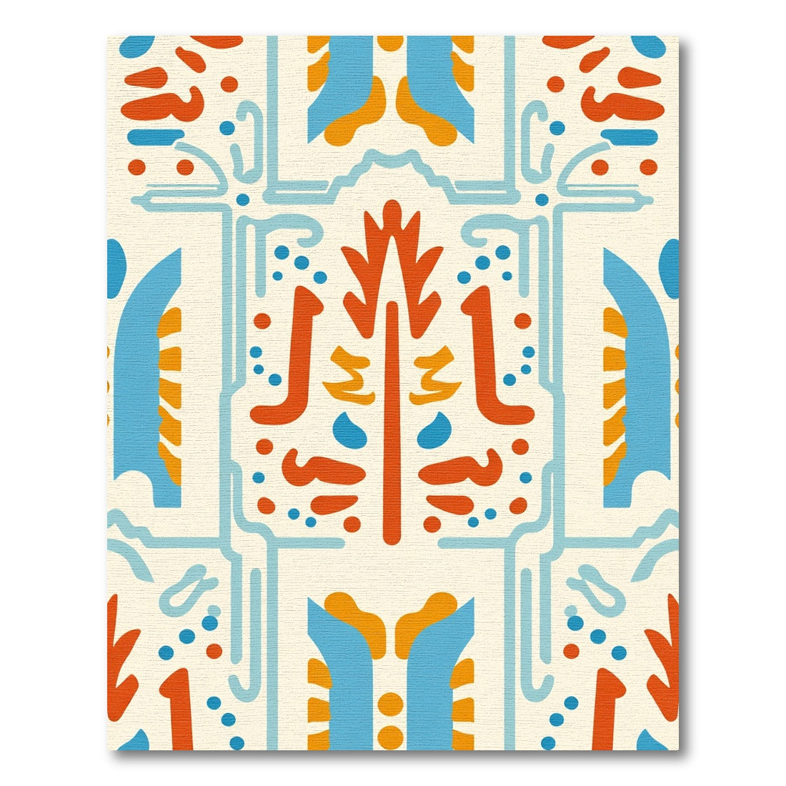 Orange Blue Abstract Geometric Composition Rug
