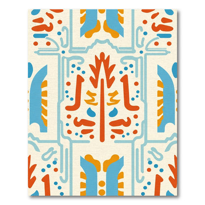 Orange Blue Abstract Geometric Composition Rug