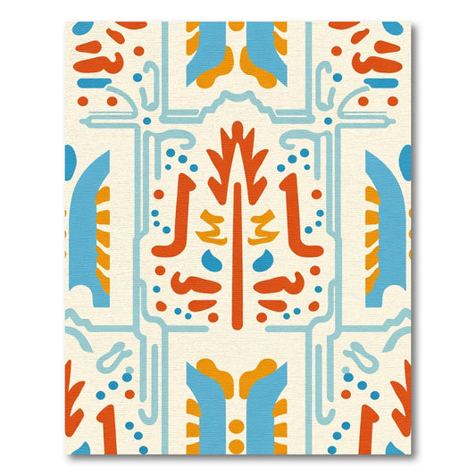 Orange Blue Abstract Geometric Composition Rug