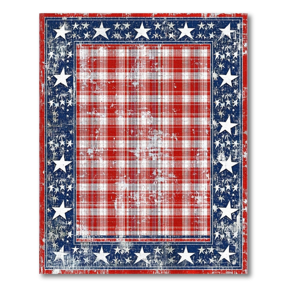 Distressed Patriotic Plaid Area Rug