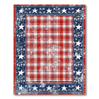 Distressed Patriotic Plaid Area Rug