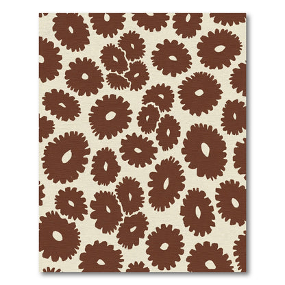 Brown Abstract Floral Scatter Rug
