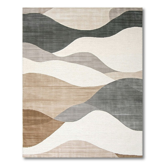 Beige and Neutral Abstract Area Beige Neutral Abstract Wave Area Rug