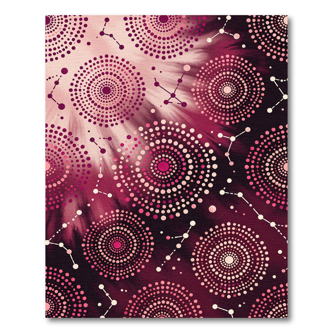 Crimson Pink Celestial Dot Mandala Rug