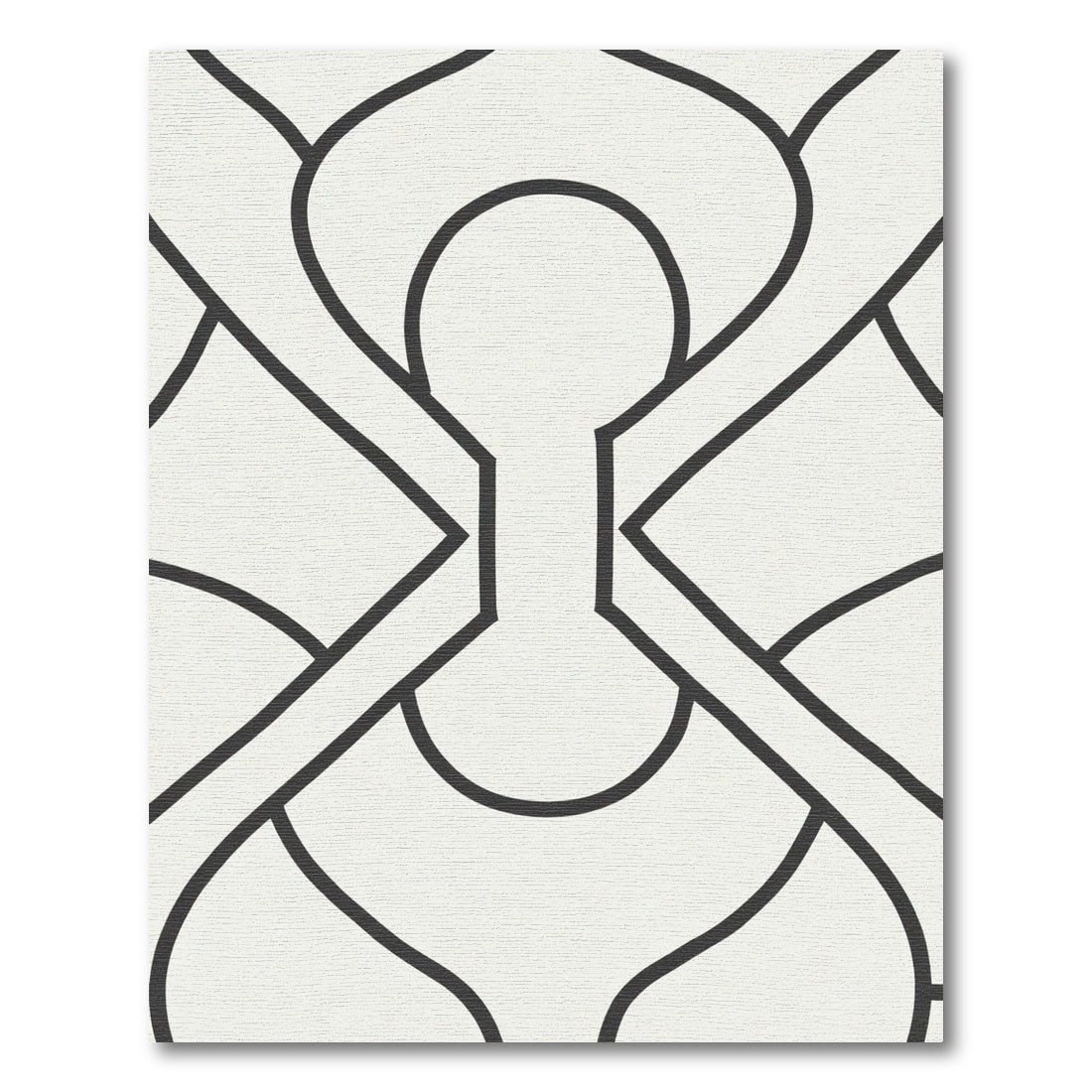 Modern Ivory Black Interlocking Shapes Rug