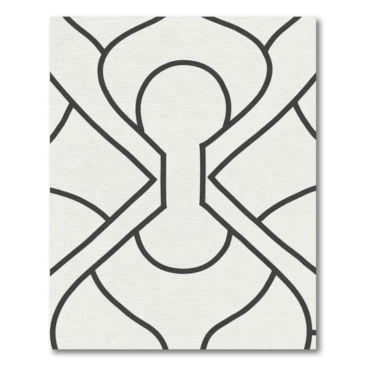 Modern Ivory Black Interlocking Shapes Rug