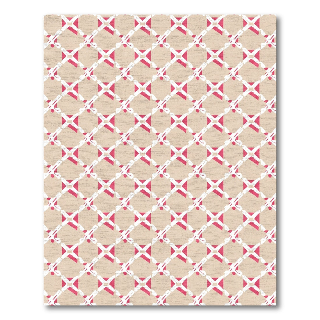 Modern Geometric Lattice Crimson Cream Rug