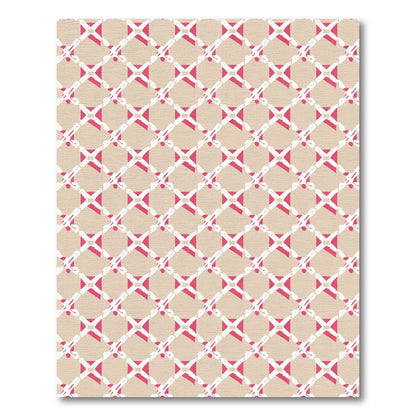 Modern Geometric Lattice Crimson Cream Rug