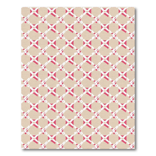Modern Geometric Lattice Crimson Cream Rug