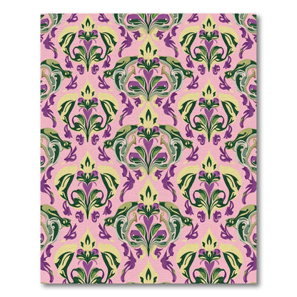 Pink Purple Green Floral Damask Rug