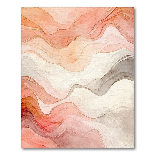 Pink Wave Layered Washable Area Rug